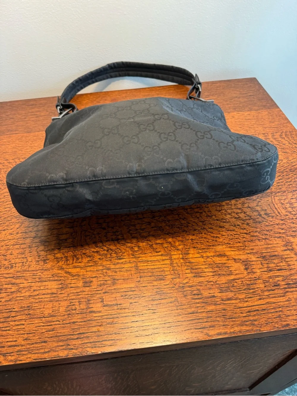 Gucci Black GG Monogram Shoulder Bag w/COA